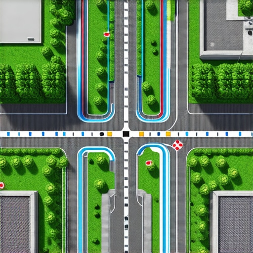 3D model of a smart, sustainable home drainage system with sensors and permeable surfaces.