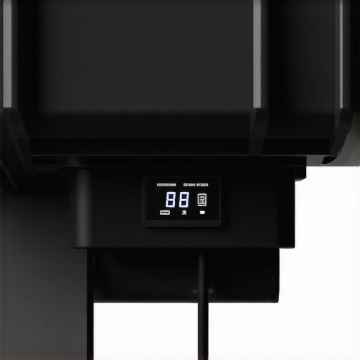 Close-up of a gutter sensor system with digital monitoring interface