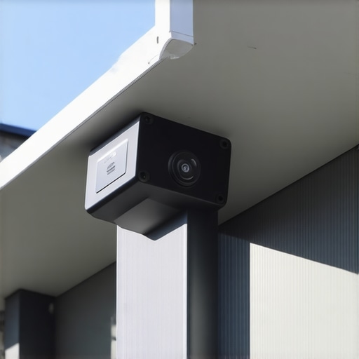 Close-up of gutter sensors monitoring water flow and debris.