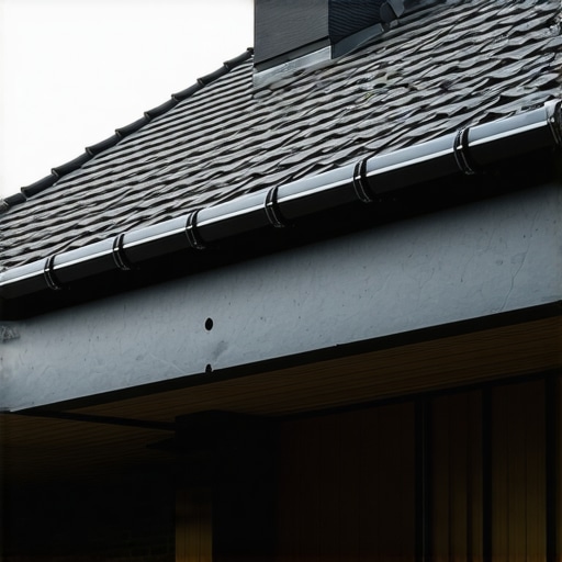 Smart Gutter System with IoT Sensors Modern gutter with sensors and durable materials in rainy environment.