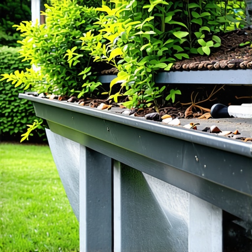 Futuristic gutter installation featuring integrated sensors and hydrological analysis tools