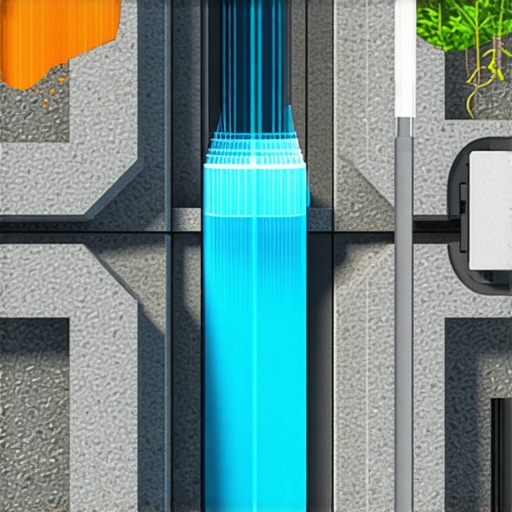 Future-Ready Modular Drainage System Illustration of modular drainage components with sensors and adaptable materials for resilient infrastructure