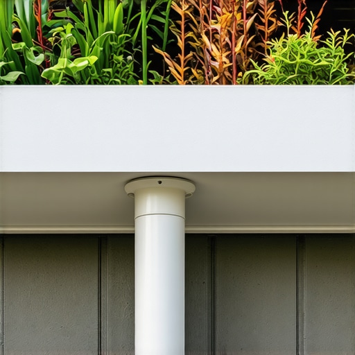 Futuristic gutter system equipped with sensors and eco-friendly landscape