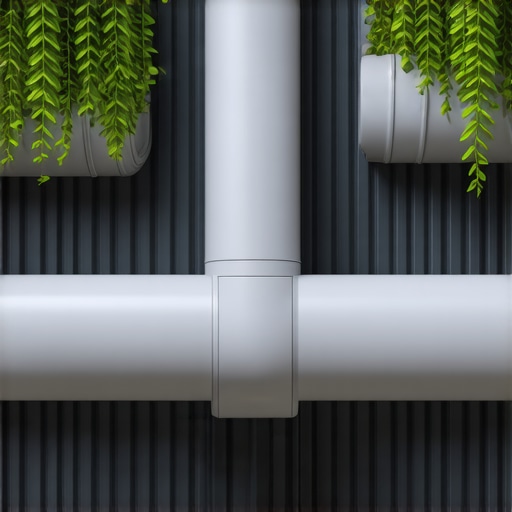 Close-up of modern modular gutter system with eco-friendly materials in city setting
