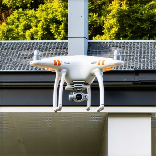 Drone inspecting gutter system equipped with sensors and AI technology