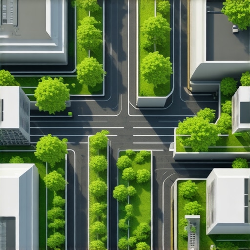 Modern urban drainage system featuring IoT sensors and green infrastructure elements