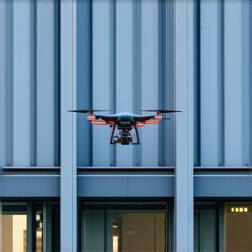 Advanced Gutter Inspection with Drone Technology Drone inspecting gutter system on a residential roof during clear weather