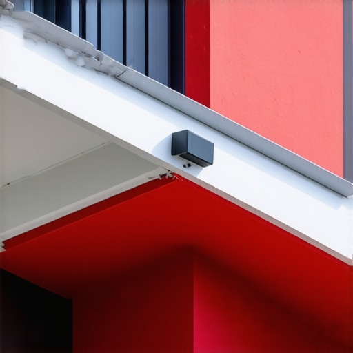 Modern gutter system equipped with IoT sensors and nanocoatings demonstrating advanced drainage technology