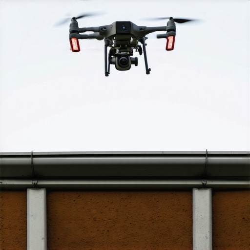 Drone inspecting gutters for debris and damage