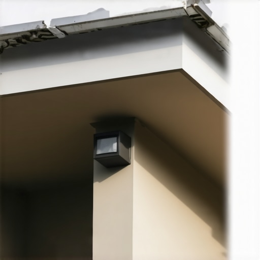 Smart sensors installed on gutters detecting water flow and potential blockages