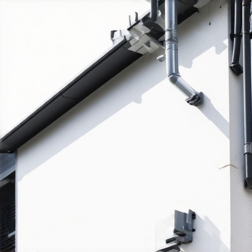 Smart Modular Gutter System with Sensors Gutter system with integrated sensors and modular design on a house.