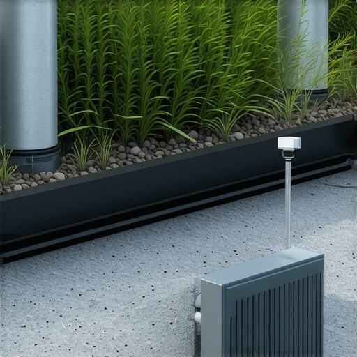 Smart drainage system with IoT technology Close-up of a smart drainage system with sensors and digital interface