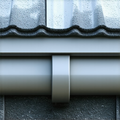 Detailed view of nanocoated aluminum gutter demonstrating water-repellent properties and corrosion resistance.