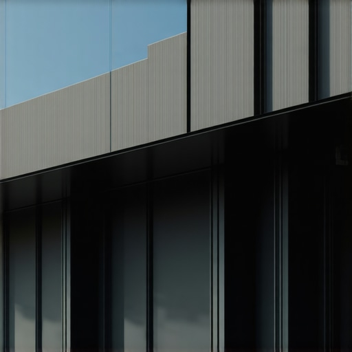 High-tech gutter system with nanomaterials and sensors integrated into a contemporary building roof.