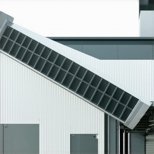 High-tech gutter with sensors and adjustable components responding to weather conditions.