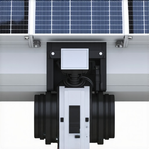 Futuristic gutter system with smart sensors, robotic elements, and solar panels for efficient water management.