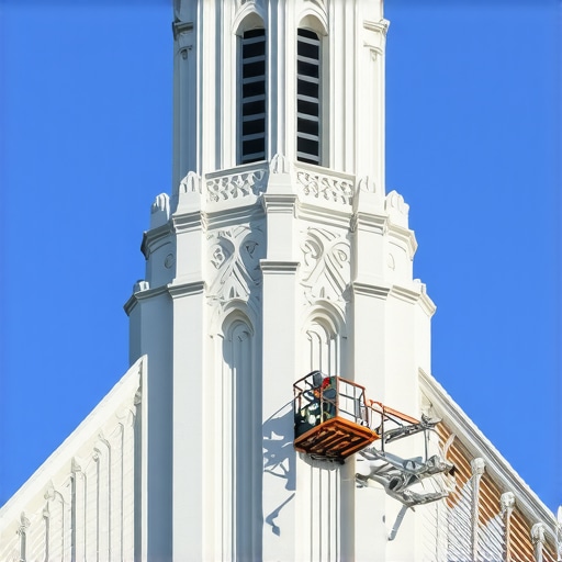 Why Historic Church Steeple Gutters Require Specialty Access Equipment